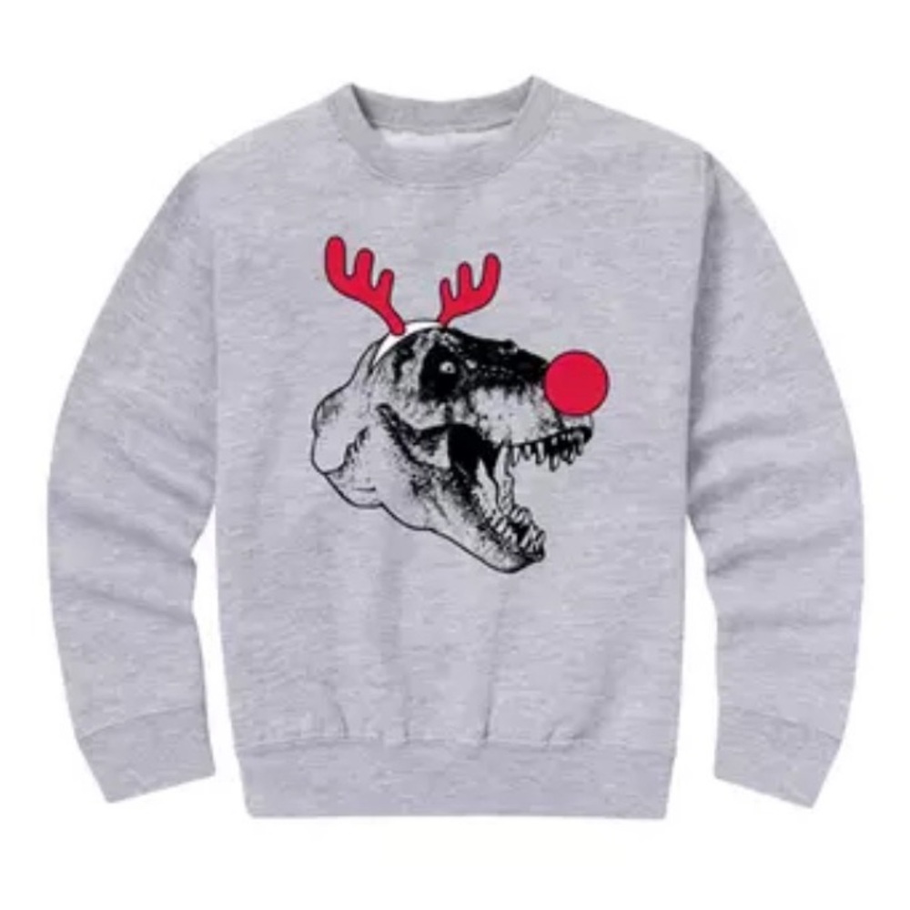 Small Shop. Kids. Size Small. Gray Dinosaur Reindeer Sweatshirt. Good Condition